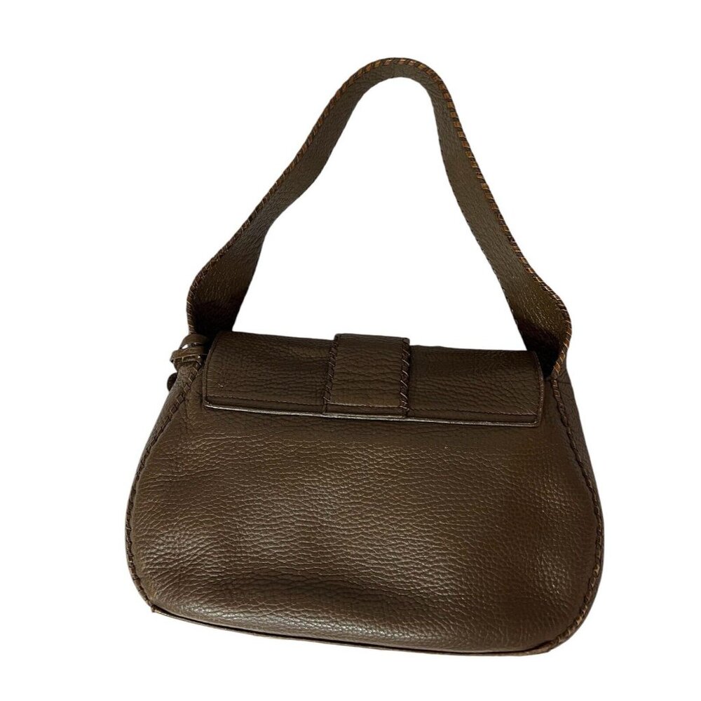 BRIGHTON Shoulder Bag Purse “Tough Collection” Leather Flap Front Logo Brown - Picture 2 of 11